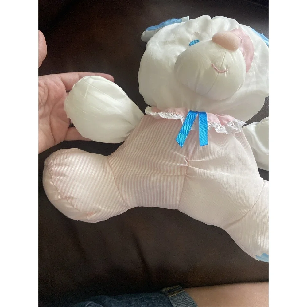 Fisher Price Puffalump Puppy Dog Nylon Plush 1356 1988 Pink Blue Bear Rattle 10